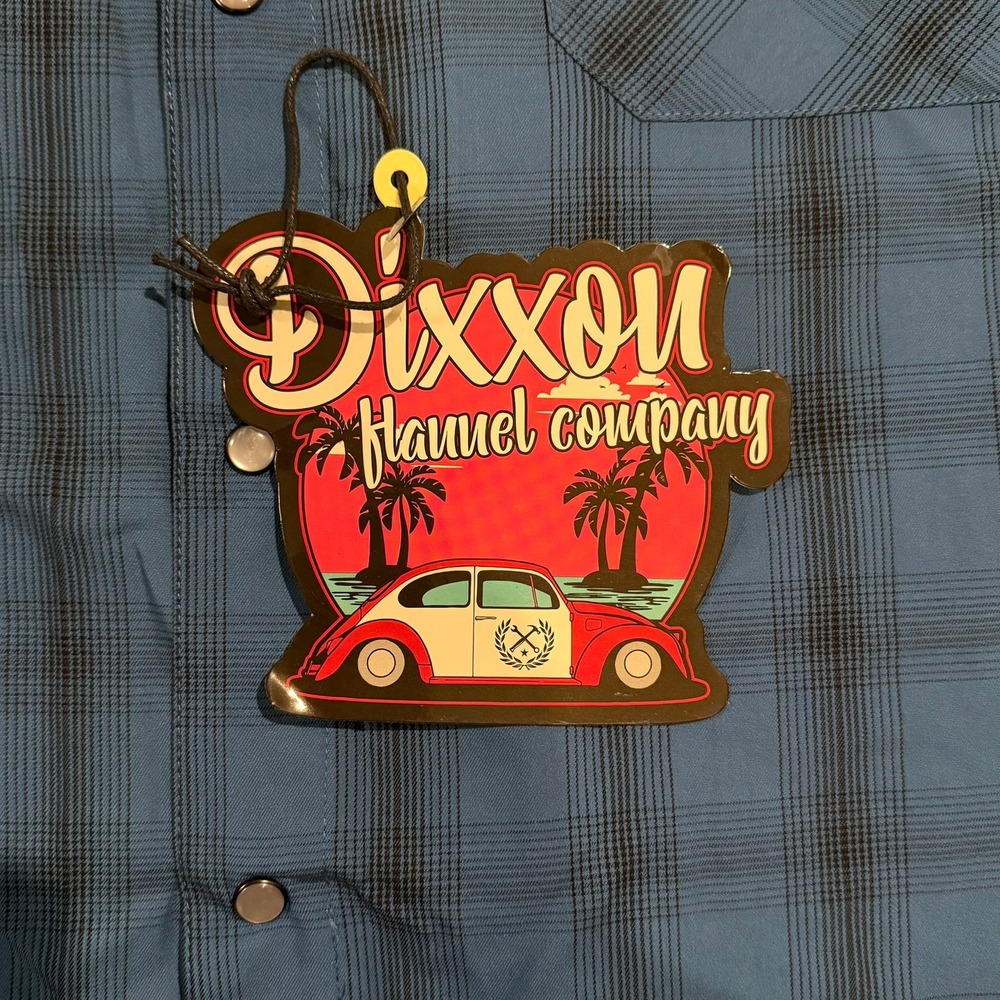 Dixxon Flannel Co 1962 VW Bug Bamboo Short Sleeve Pearl Snap Shirt Mens 4X Blue - Picture 8 of 11